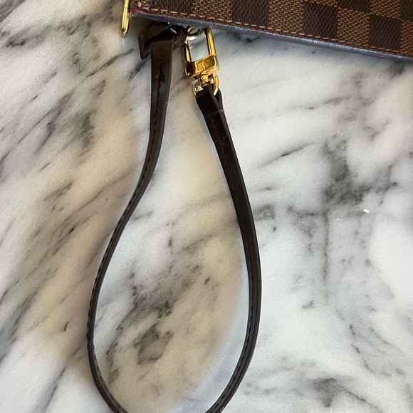 Auth Louis Vuitton Neverfull MM Damier Ebene Pochette Wristlet Good Condition - Picture 6 of 11